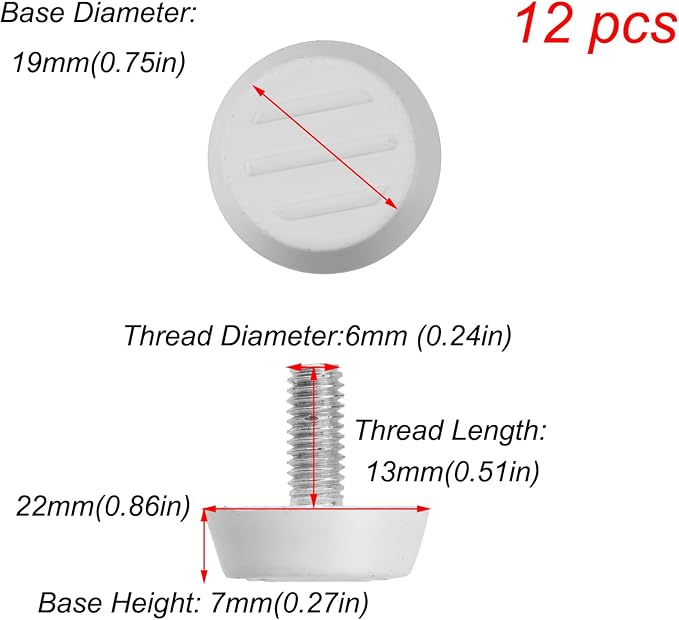 Antrader 12 Pcs M6×15mm Furniture Lvelers, M6 Thread Adjustable Levelers Screw - Image 2