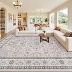 8x10 Area Rugs Living Room: Bedroom Washable Carpet Beige & Grey | Large - Image 8