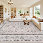 10x12 Area Rugs Living Room: Bedroom Washable Carpet Beige & Grey | Large by Luxturiy