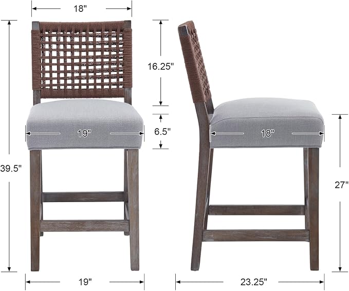 27" Farmhouse Counter Height Bar Stools Set of 4 - Image 2