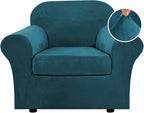 H.VERSAILTEX Rich Velvet Stretch 2 Piece Cover Chair Slipcover Sofa Cover by HVERSAILTEX
