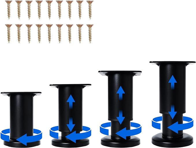 4 Pcs Adjustable Height Furniture Support Legs 3.15-4.72 inch, Metal Heavy Duty by Olldag