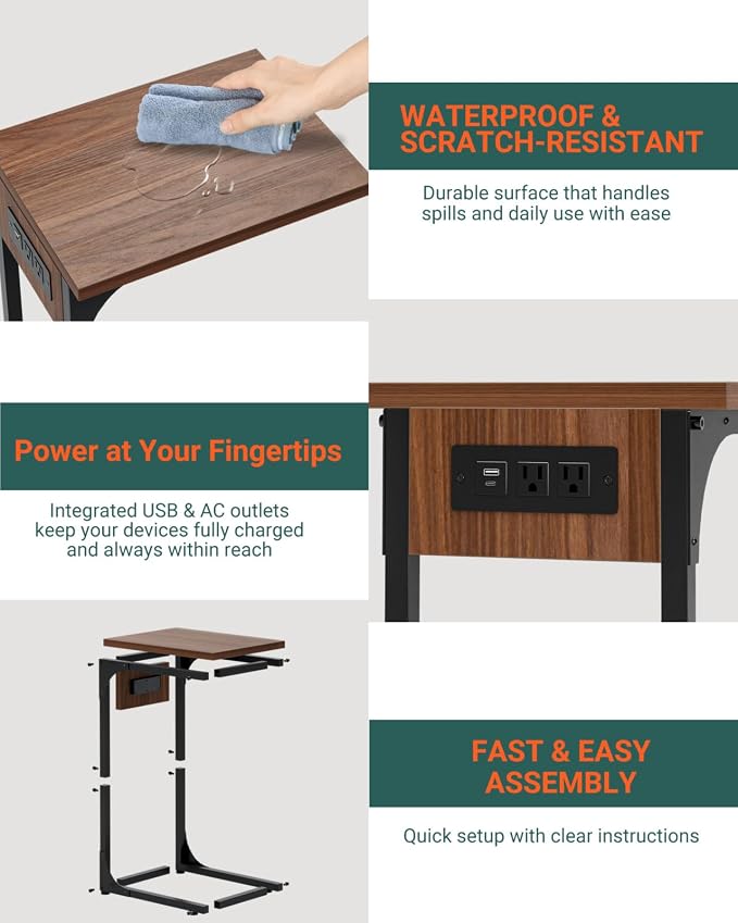 C-Shaped Side Table for Couch - Image 3