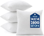 MIULEE 14x14 Pillow Inserts 4 Pack, 100% Virgin Fiber Filling Throw Pillows | by MIULEE