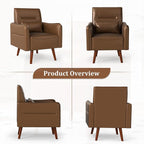 Bonzy Home Mid-Century Modern Faux Leather Accent Chair - Image 6
