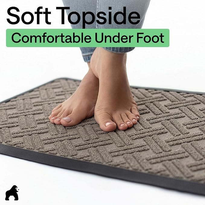 GORILLA GRIP 100% Waterproof All-Season WeatherMAX Doormat, US Designed Natural - Image 8