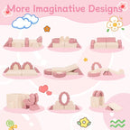 10-Piece Mini Kids Play Couch, Modular Flower Foam Sofa - Image 3