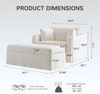 Oversized Armchair with Ottoman, 43.9" W Chenille Accent Chaise Lounge Sofa - Image 2
