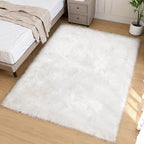 Goolela White Sheepskin Area Rug 5x8 Fluffy Faux Fur Fuzzy Furry Carpet by Goolela