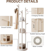 Muwuele Solid Wood Rotary Coat Rack, Freestanding Coat Rack - Image 5