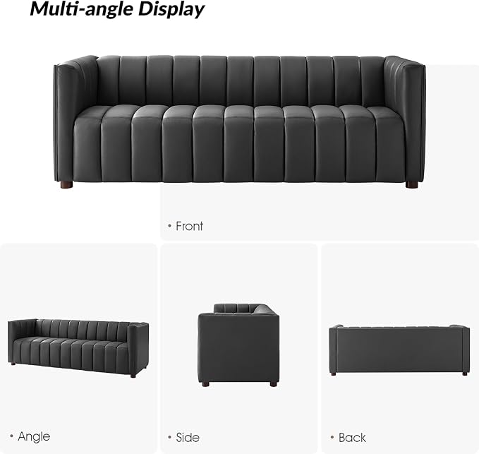 HULALA HOME 83" Genuine Leather Sofa - Image 7