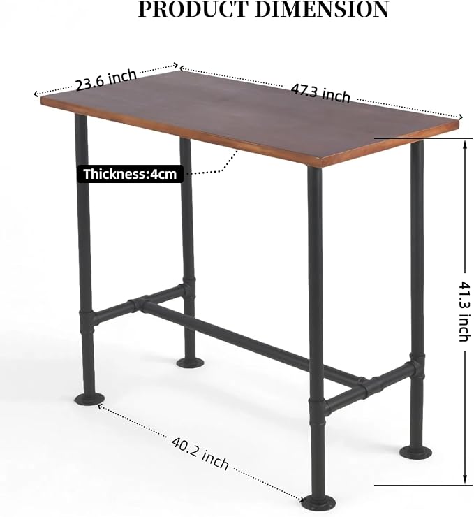 Industrial 41.3inch Height Bar Table Vintage Pipe Design Bistro Table Rustic - Image 3