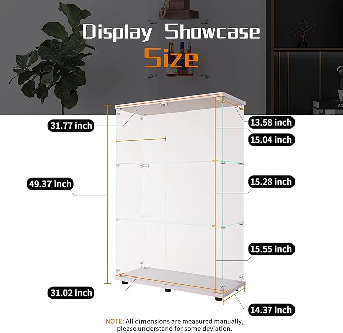 Beauty4U 2-Door Glass Display Cabinet, Collection Display, Quick Installation - Image 3