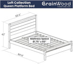 Grain Wood Furniture Loft Queen Size Solid Wood Bed, Brushed Mocha - Image 3