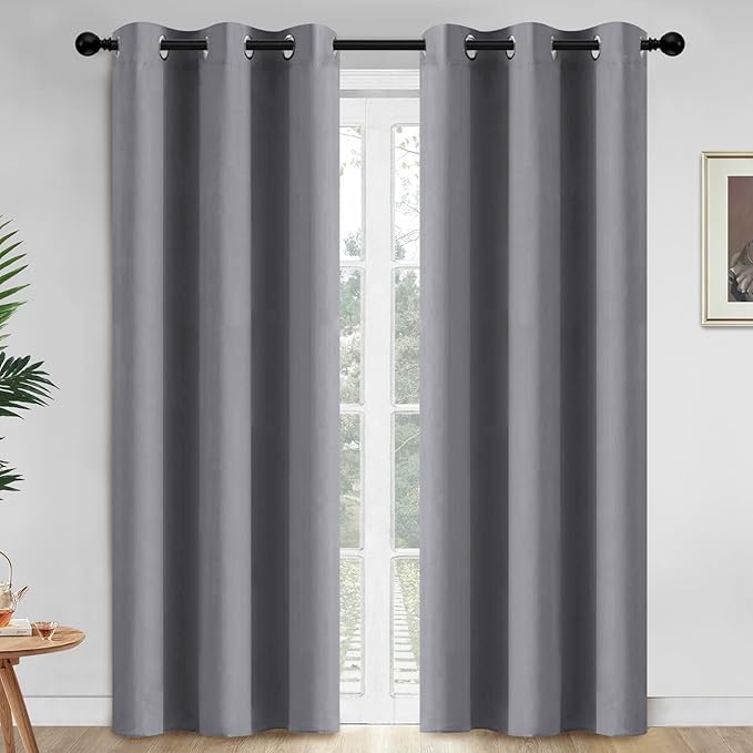 Yakamok Grey Room Darkening Curtains 42x84 inch Gray Grommet-Living Room | 2 by Yakamok