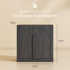 BELLEZE 2 Tier Bookshelf with Arched Wood Door, Modern Display Bookcase Shelf - Image 2