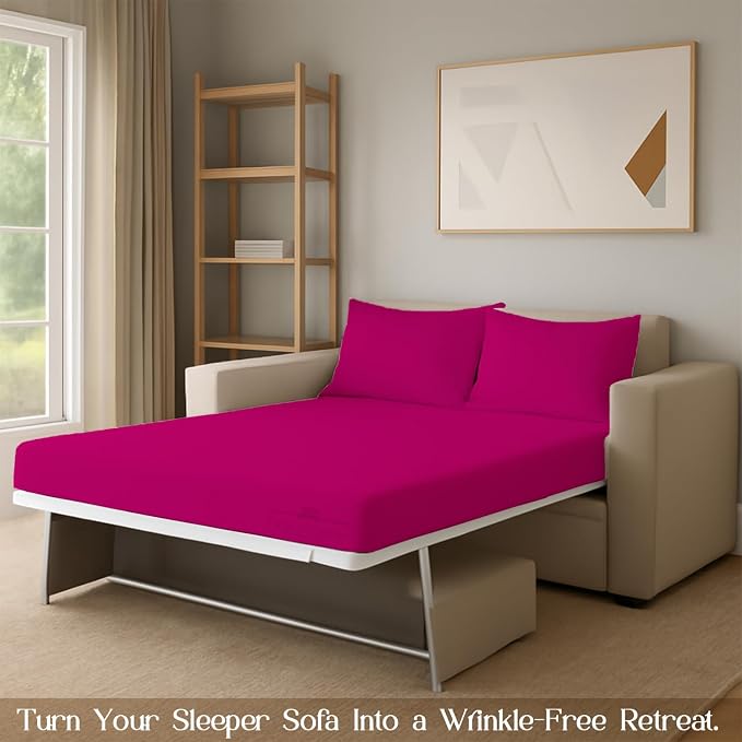 Sleeper Sofa Bed Sheet, 100% Cotton 400 Thread Count, 4 Piece Set, Deep Pocket - Image 7