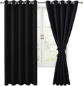 Grommet Blackout Curtains for Bedroom 60 x 72 Inches Black 2 Panels | Thermal by Hiasan