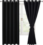 Grommet Blackout Curtains for Bedroom 60 x 72 Inches Black 2 Panels | Thermal by Hiasan