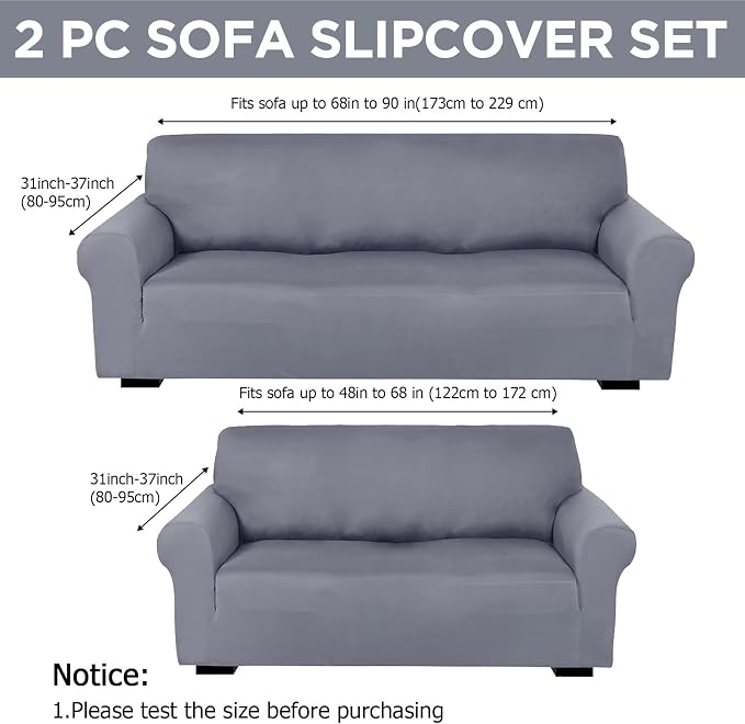 Peryiter 2 Pcs Sofa Covers Couch and Loveseat Covers Set Stretch Sofa Slipcover - Image 2