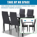 FDW | 5-Piece Dining Table Set | Black | Glass Kitchen Table - Image 3