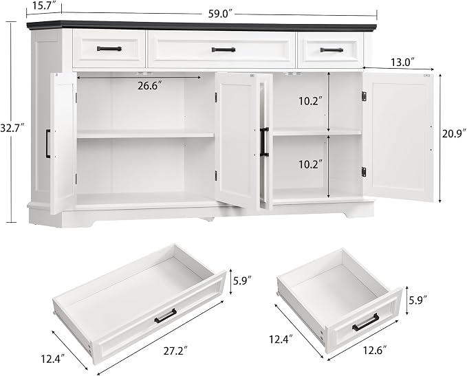 usikey 59” Large Buffet Cabinet - Image 3