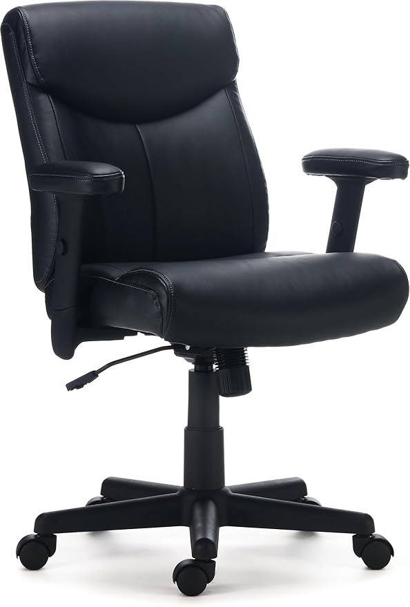 Staples Ergonomic Task Chair, Faux Leather, Adjustable Height by Staples