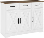 HOSTACK Modern Farmhouse Sideboard Buffet Cabinet, Barn Doors Buffet Storage - Image 9