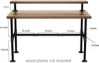 42'' x 28'' Industrial Pipe Table Legs Set, Iron-Cast Finish Piping - Image 3