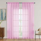 Light Pink Sheer Curtains 84 Inches Long 2 Panels Set, Light Filtering Sheer by OVZME