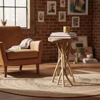 Greenage Teak Branch Coffee Table 15.7"x15.7"x27.6" Wooden Live Edge Side Table - Image 3