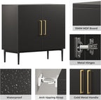 Storage Cabinet with Doors, Modern Black Accent Cabinet, Free Standing Cabinet - Image 3