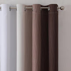 Brown and Greyish White Blackout Curtains 52x102 2 Panels | Ombre Curtains - Image 4
