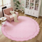 GarveeHome Large Round Rug 8ft Scalloped Washable Circle Living Room Rug | Soft - Image 2