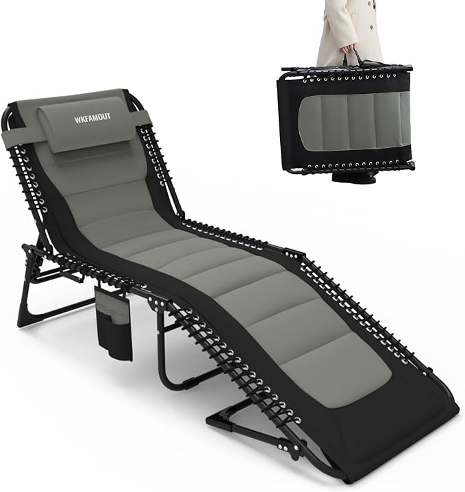 Oversized Padded Outdoor Folding Lounge Chair by WKFAMOUTCAMP