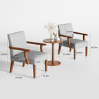 Accent Chairs Set of 2 with Round Side Table, Soft Fabric Upholstered Armchair - Image 7