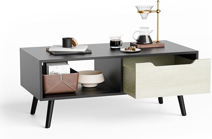 Cozy Castle Modern Coffee Table, Wooden Cocktail Table - Image 6