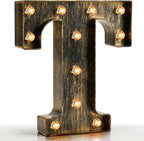 Pooqla Vintage Light Up Marquee Letters with Lights – Illuminated Industrial Style Lighted Alphabet Letter Signs - Coffee Bar Apartment Bedroom Wall Home Initials Decor A-Z by Pooqla