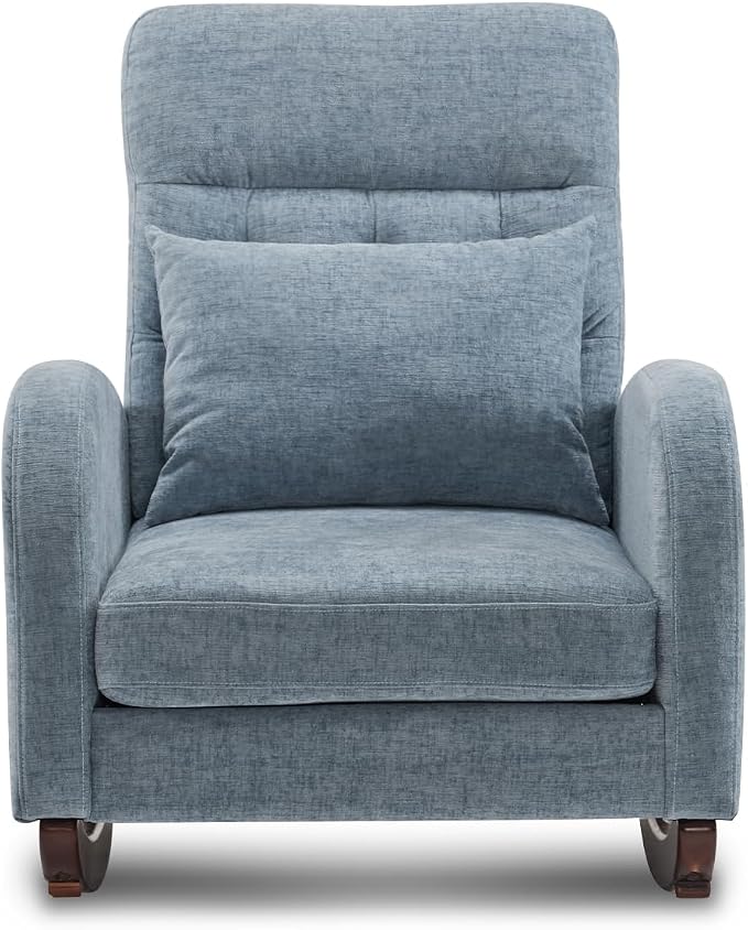 VINGLI Chenille Low Seat Nursery Rocking Chair, Upholstered Comfy Rocker Glider - Image 7