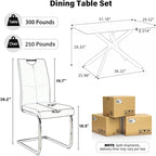 7-Piece Dining Table Set for 6, Modern Rectangular Glass Table - Image 2