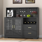 Bar Cabinet for Home with LED Light, Coffee Bar Cabinet with Wine & Glass Rack - Image 3