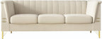 83.46" W Beige Velvet Sofa Couch - Image 3