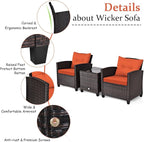 Tangkula 3 Pieces Patio Furniture Set, PE Rattan Wicker 3 Pcs Outdoor Sofa Set - Image 4