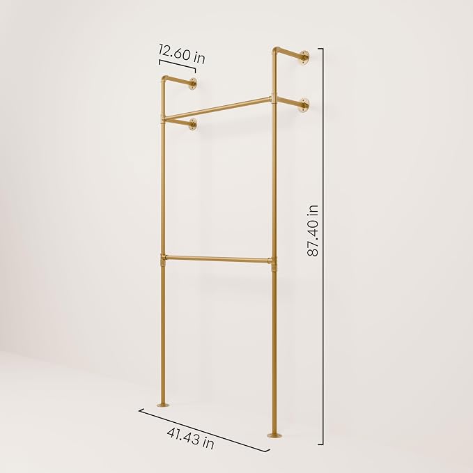 pamo Industrial Pipe Clothing Rack Gold - Image 2