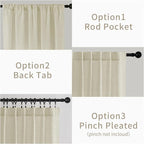 Joydeco Linen Curtains 96 inches Long 2 Panels Set, Light Filtering Curtains - Image 3
