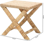 Baxton Studio Farica Modern Bohemian Natural Rattan and Mahogany Accent Bench - Image 3