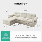 Novilla 108" Modular Sectional Sofa, Modular Sectional Couches - Image 2