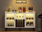 Auromie Wine Bar Cabinet with Led Light, Home Coffee Cabinet with Wine and - Image 7