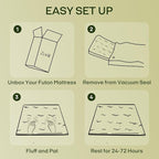 ZonLi Japanese Floor Futon Mattress Twin Size 75"x 39", 100% Cotton Cover 2.5'' - Image 7