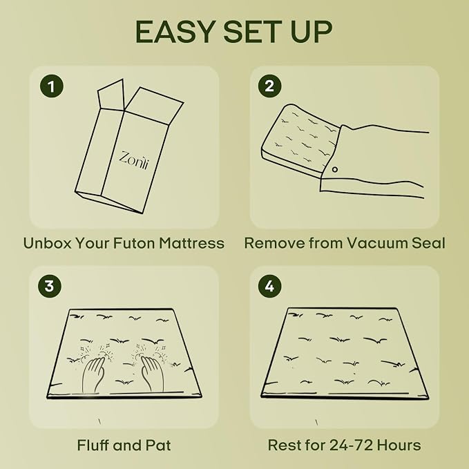 ZonLi Japanese Floor Futon Mattress Full Size 80"x 54", 100% Cotton Cover 2.5'' - Image 7